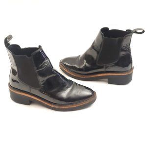 🖤 Patent Leather Pull on Women Chelsea Boot Sz 38